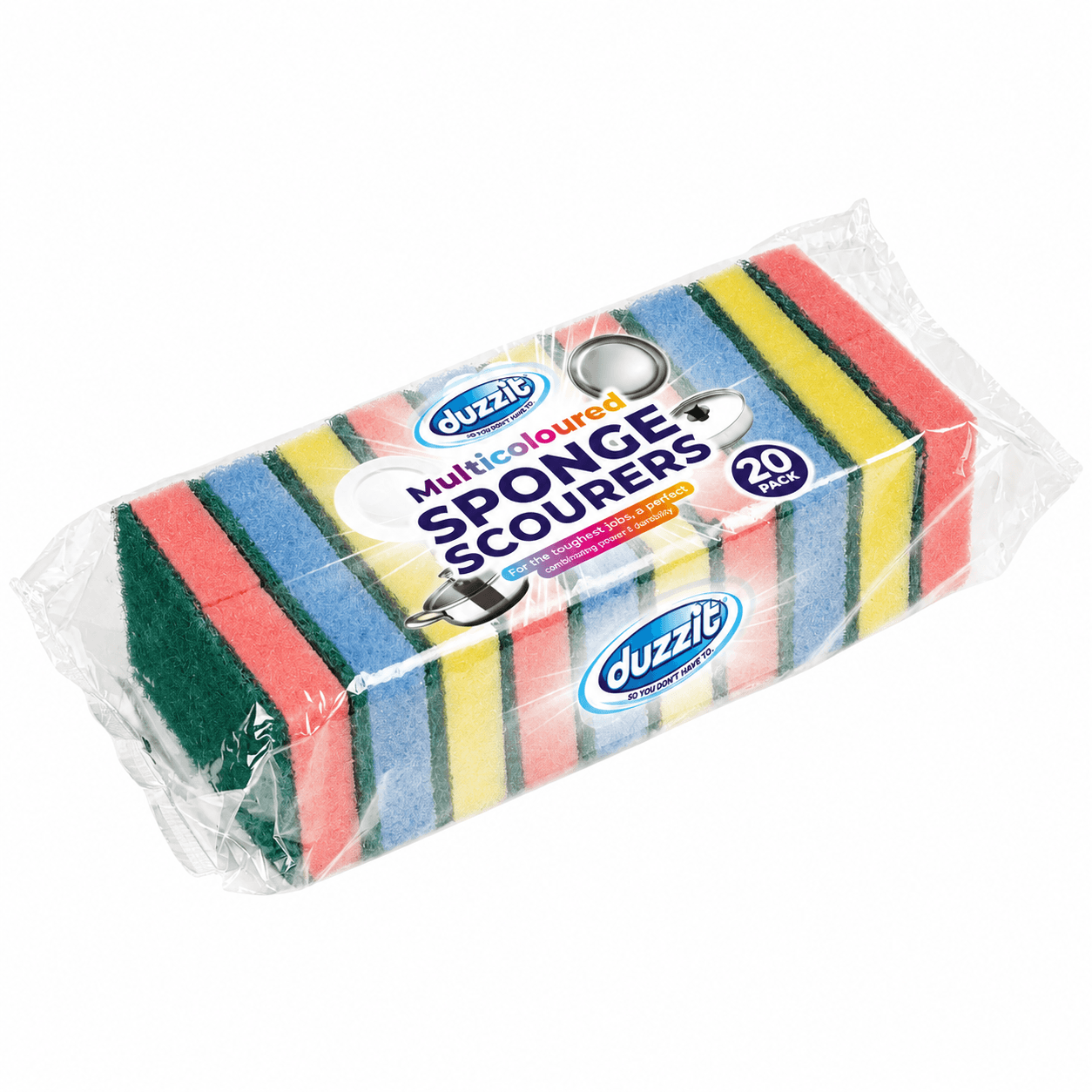 Éponges à récurer Duzzit multicolores – 20 pièces par pack 